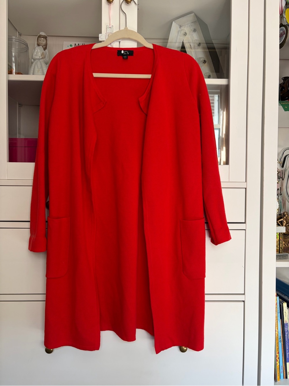J. Crew Red Open-Front Long Cardigan